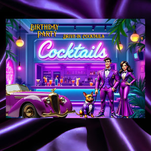 Convites Bar de Coquetel Drive-in Divertido Casal de Aniver
