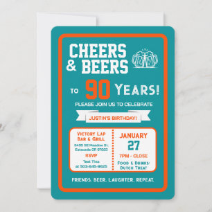 Convites Bar de Esportes Aniversário de 90 Anos de Cheers e