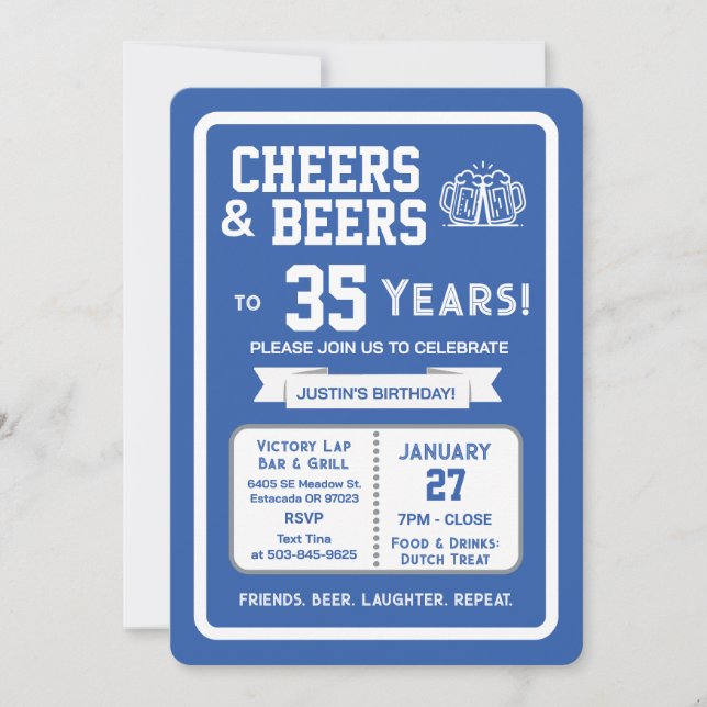 Convites Bar de Esportes Aniversário: Parabéns e Cervejas p (Frente)