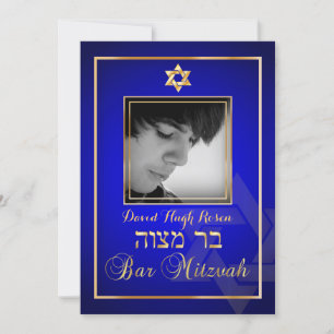 Convites Bar de Fotos da PixDezines Classy Mitzvah/azul rea