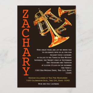 Convites Bar de Música de Trompete Mitzvah