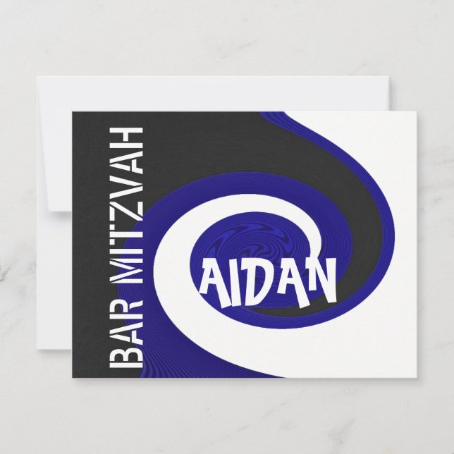 Convites Bar de onda azul Mitzvah (Frente)