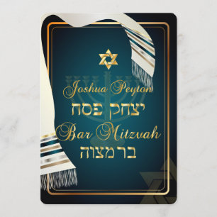 Convites bar de talentos PixDezines mitzvah/teal/ouro