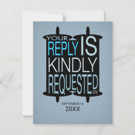 Convites Bar de Torah Moderna Mitzvah Responde Cinza RSVP A