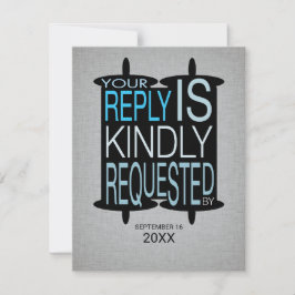 Convites Bar de Torah Moderna Mitzvah Responde Cinza RSVP A