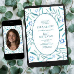 Convites Bar de Watercolor Botanical Star - Foto Mitzvah<br><div class="desc">Cartão perfeito para anunciar um morcego mitzvah, bar mitzvah ou outra celebração judaica! A mão fez a aquarela de arte para você na frente e foto atrás! TOTALMENTE PERSONALIZÁVEL! Clique em "Personalizar" acima para editar o texto e adicionar sua própria foto. Clique em "editar usando a ferramenta design" para ajustar...</div>