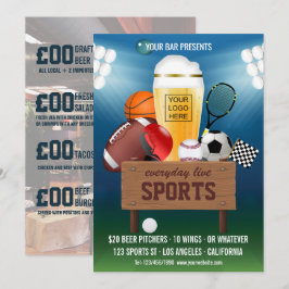 Convites Bar desportivo Menu Promo de eventos adicione foto