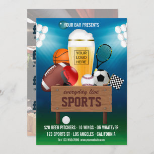 Convites Bar desportivo Menu Promo de eventos adicione foto