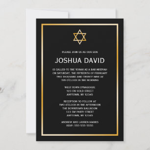 Convites Bar Dourado Mitzvah da estrela de David do falso