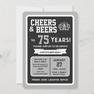 Convites Bar Esportivo Aniversário Cheers e Cervejas aos 75