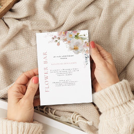 Convites Bar Flor Rosa Elegante Chá de panela Floral