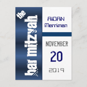 Convites Bar metálico azul Mitzvah