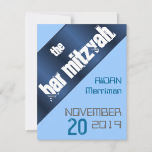 Convites Bar metálico azul Mitzvah