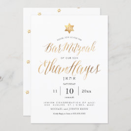 Convites Bar Minimalista PixDezines Mitzvah, Faux Dourado