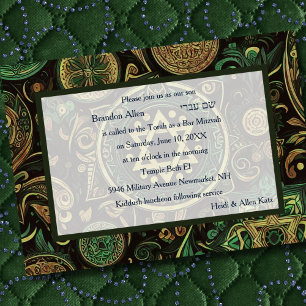 Convites Bar Mitzvah Abstract Design Verde