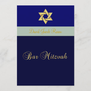 Convites Bar Mitzvah/azul claro + escuro/personalize sua co