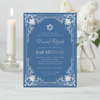 Bar Mitzvah Azul Clássico Falso Estrela Prata Vint