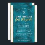 Convites BAR MITZVAH azul lacrimogênio dourado<br><div class="desc">pelo kat massard >> kat@simplysweetPAPERIE.com <<< design de convite de tendência para o BAR do seu filho MITZVAH Setup como modelo, é simples você adicionar seus próprios detalhes ou clicar no botão personalizar e você pode adicionar ou alterar texto, fontes, tamanhos etc. DICA: 1. Para alterar/mover gráficos / alterar a...</div>