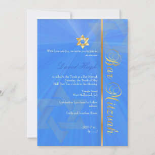 Convites Bar Mitzvah/azul/ouro