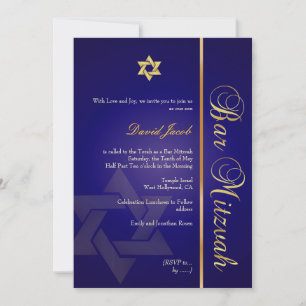 Convites Bar Mitzvah/azul-real/ouro