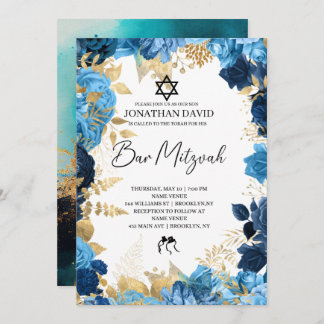 Convites Bar Mitzvah\Bat Mitzvah,Aniversário,Estrela Dourad