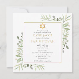 Convites Bar Mitzvah Bat Mitzvah de Aquarela Verde