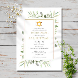 Convites Bar Mitzvah Bat Mitzvah de Aquarela Verde