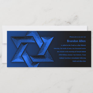 Convites Bar Mitzvah Black and Blue Star