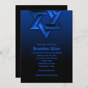 Convites Bar Mitzvah Black and Blue Star