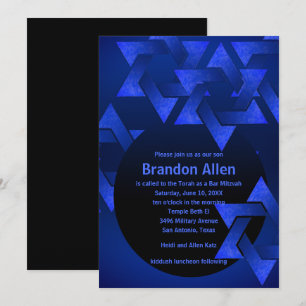 Convites Bar Mitzvah Black and Blue Star