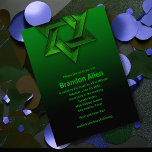 Convites Bar Mitzvah Black e Green Star de David<br><div class="desc">Bar Mitzvah Black and Green Star do Bar David Mitzvah e dos conjuntos de convite Bat Mitzvah projetados por Umua. Impresso e enviado pela Zazzle ou seus parceiros.</div>
