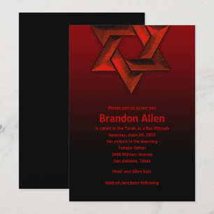 Convites Bar Mitzvah Black e Red Star de David
