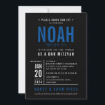 Convites BAR MITZVAH bloco moderno negrito azul real preto<br><div class="desc">por kat massard >> WWW.SIMPLYSWEETPAPERIE.COM <<< - - - - - - - - - - - CONTATE ME para ajudar a equilibrar seu tipo perfeitamente Adore o design, mas gostaria de ver algumas mudanças - outro esquema de cores, produto, adicionar uma foto ou adaptado para uma ocasião diferente -...</div>