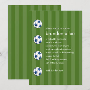 Convites Bar Mitzvah Blue and White Soccer Ball