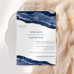 Convites Bar Mitzvah Blue e Silver Agate Border Modern<br><div class="desc">Este design moderno apresenta uma bela borda de agitação azul e prateada e seu texto personalizado na frente e atrás, se necessário. Use o formulário modelo para adicionar seu texto. Os menus avançados de edição, acessados escolhendo "personalizar ainda mais", permitirão que você altere as fontes, as cores e o layout....</div>