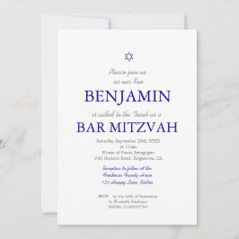 Convites Bar Mitzvah Blue Pattern Star de David Jewish I