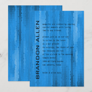 Convites Bar Mitzvah Blue Techno Streaks