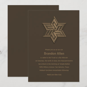 Convites Bar Mitzvah Brown Tone Star de David