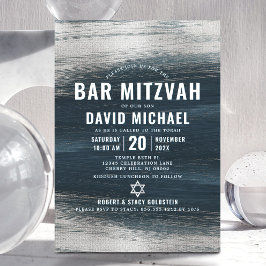 Convites Bar Mitzvah Cinza de carvão Silver Foil Coelho Mod