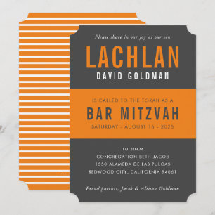 Convites BAR MITZVAH cinza de tipografia mínima moderna lar