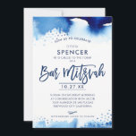 Convites BAR MITZVAH, com letra de água azul, hebreu, com c<br><div class="desc">por kat massard >> kat@simplysweetPAPERIE.com <<< Um super legal e moderno design de convite para o BAR do seu filho MITZVAH TIP :: 1. Para alterar/mover gráficos e fontes e adicionar mais texto - pressione o botão "personalizar". - - -</div>