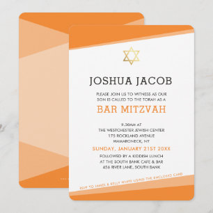 Convites BAR MITZVAH CONVIDA simples laranja robusta
