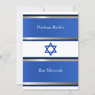 Convites Bar Mitzvah Convite, Estrela de David Blue Silver,