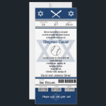 Convites Bar Mitzvah Convocação para Tíquete de Baseball<br><div class="desc">Tíquete marinho Azul, Branco e Cinza de Baseball com a Estrela de David para o seu Bar Mitzvah Convite. Dois capacetes de futebol para as suas iniciais e estrela central de David de cor azul esmaecida. Se você precisar de uma combinação de cores diferente ou qualquer outra alteração de design,...</div>