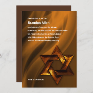 Convites Bar Mitzvah Copper Star de David