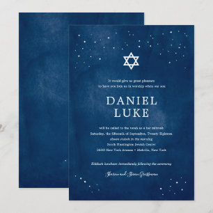 Convites Bar Mitzvah da noite estrelado da aguarela dos