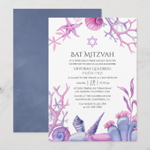 Convites Bar Mitzvah de Aguarela Vida Oceânica