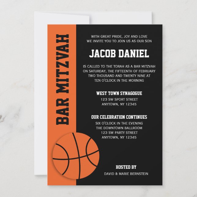 Convites Bar Mitzvah de Basquetebol (Frente)