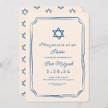 Convites Bar Mitzvah de Manuscrito Branco Azul<br><div class="desc">Bar Mitzvah de Manuscrito Branco Azul</div>