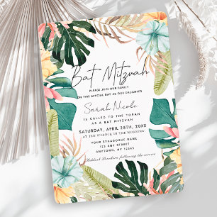 Convites Bar Mitzvah de Plantas Florais e Botânicas Tropica